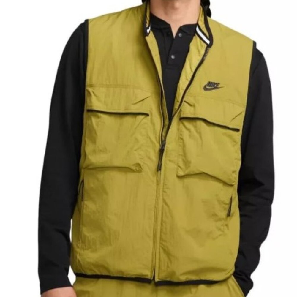 NEW Nike Tech Woven Utility Vest Mens Green FZ0748-307 Full Zip NWT UPF
